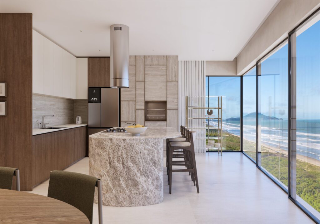 Cozinha e living integrados