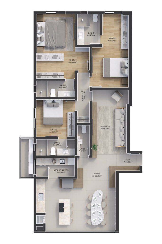 Final 03 — 135,99 m² · 3 suítes